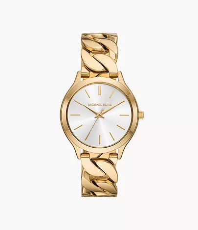 Michael Kors Runway Three-Hand Gold-Tone Stainless Steel Watch