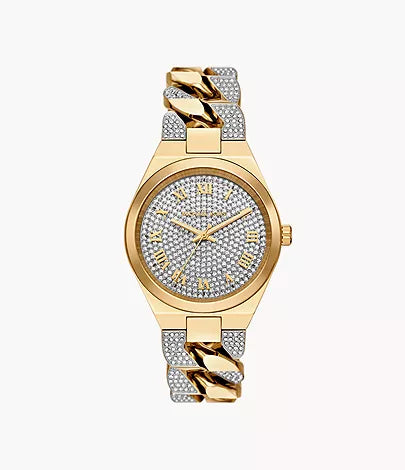 Michael Kors Lennox Three-Hand Gold-Tone Stainless Steel Watch