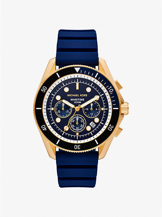 Michael Kors Oversized Maritime Gold-Tone and Silicone Watch