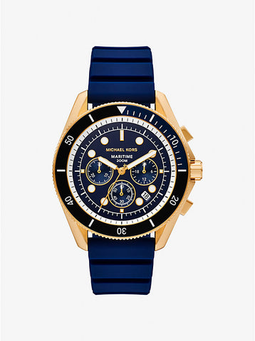 Michael Kors Oversized Maritime Gold-Tone and Silicone Watch