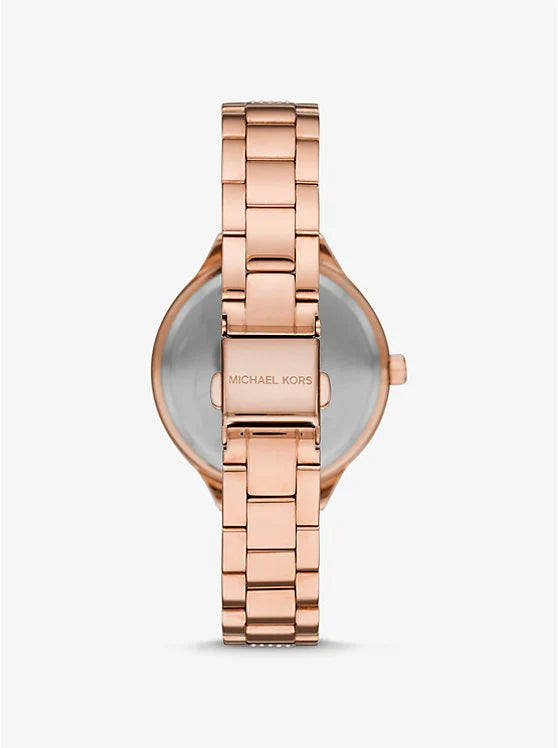 Michael Kors Mk3799 Pave Rose Gold Crystal Steel Watch