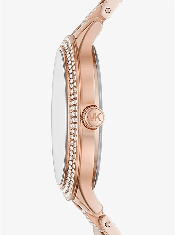 Michael Kors Mk3799 Pave Rose Gold Crystal Steel Watch