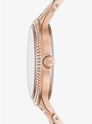 Michael Kors Mk3799 Pave Rose Gold Crystal Steel Watch