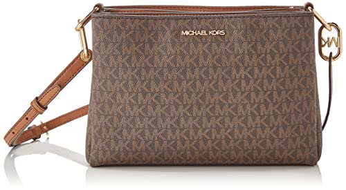 Michael Kors Trisha Logo Crossbody Bag Triple BROWN, M
