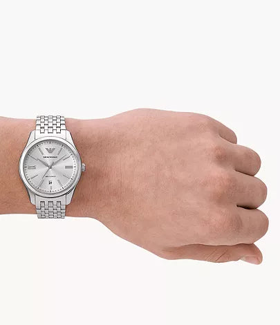 Emporio Armani Automatic Three-Hand Date Stainless Steel Watch Alternate