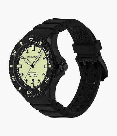 Emporio Armani Sea Explorer Automatic Black Silicone Watch thumbnail 4