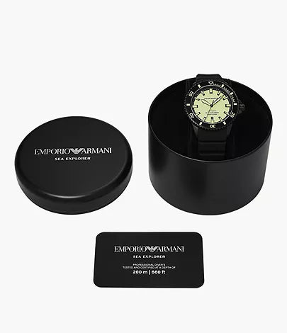Emporio Armani Sea Explorer Automatic Black Silicone Watch thumbnail 5