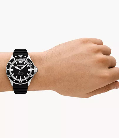 Emporio Armani Sea Explorer Automatic Black Silicone Watch Alternate