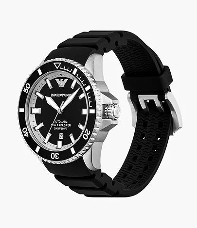 Emporio Armani Sea Explorer Automatic Black Silicone Watch thumbnail 4